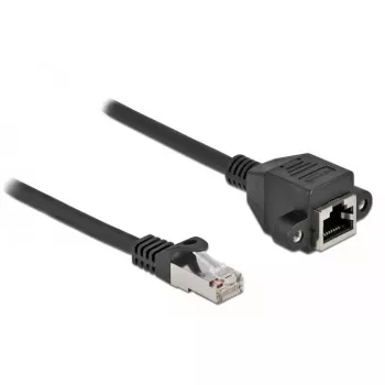 Kabel przedłużający sieciowy DeLOCK S/FTP wtyk RJ45 na gniazdo RJ45 kat.6A 1 m czarny 87001