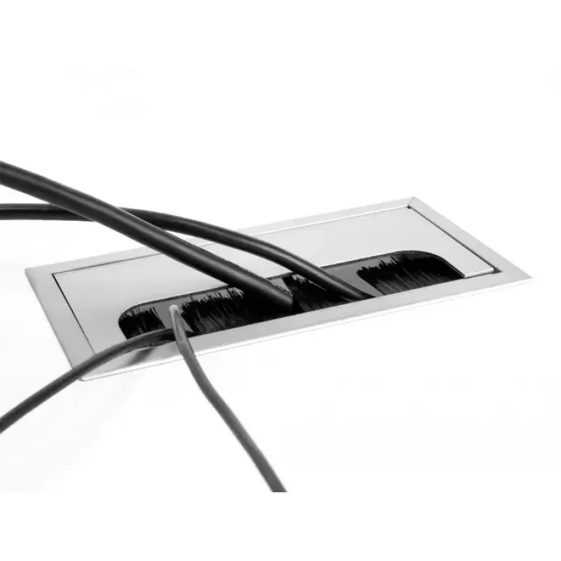 Przepust kablowy DELOCK 66864 do biurka, srebrny, 120×300×28 mm