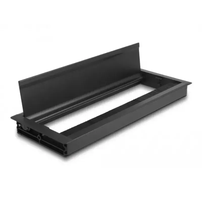 DeLOCK przepust kablowy do montażu w biurku ze szczotką 300 x 120 x 28 mm czarny