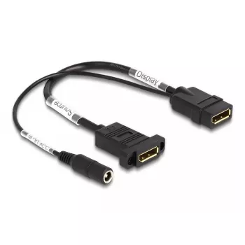 Kabel DisplayPort DeLOCK 4K 60 Hz z zasilaniem DC 0,30 m do montażu panelowego