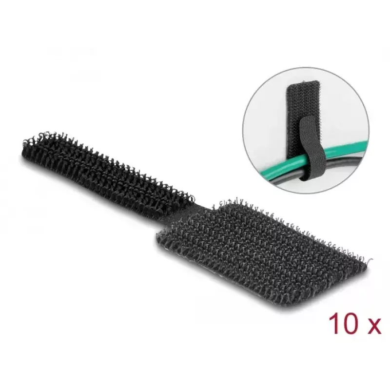 DeLOCK Mini uchwyt na rzepy do kabli 90 mm x 24 mm samoprzylepny 10 sztuk czarny