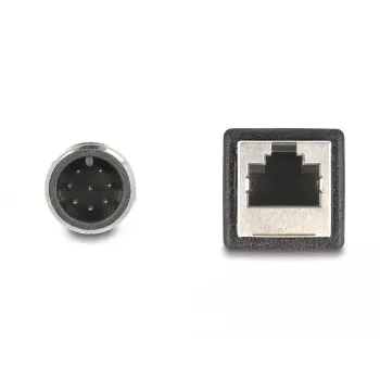 adapter kablowy DeLOCK M12 8-styk. wtyk męski A-kodowany na gniazdo żeńskie RJ45 50 cm
