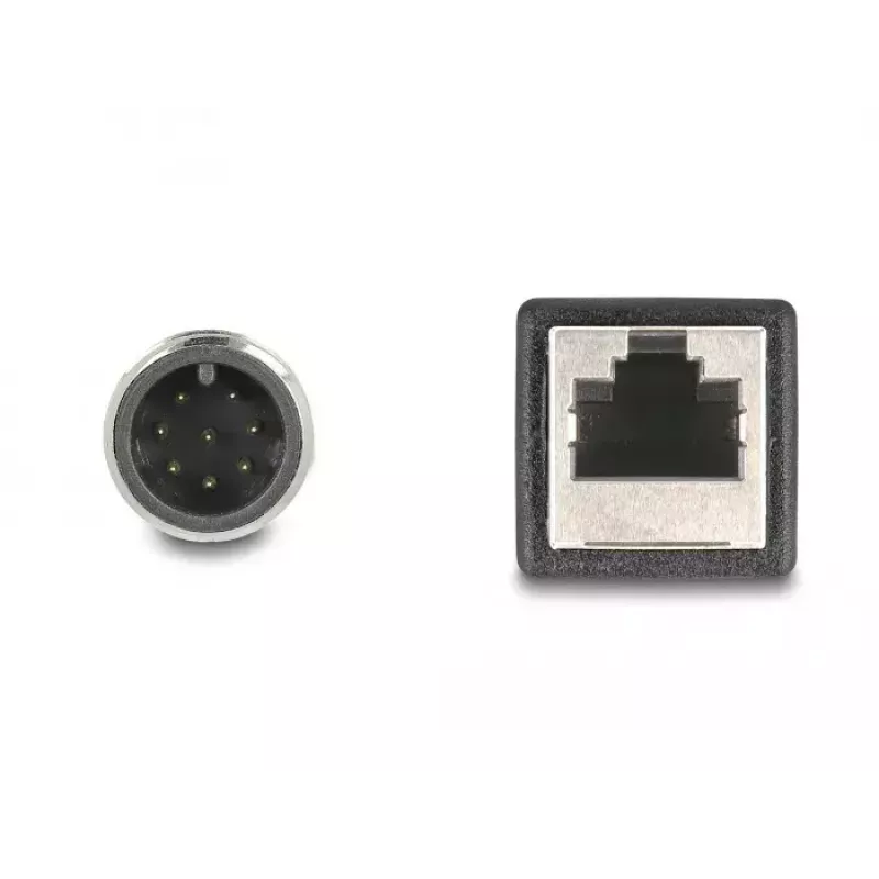 adapter kablowy DeLOCK M12 8-styk. wtyk męski A-kodowany na gniazdo żeńskie RJ45 50 cm
