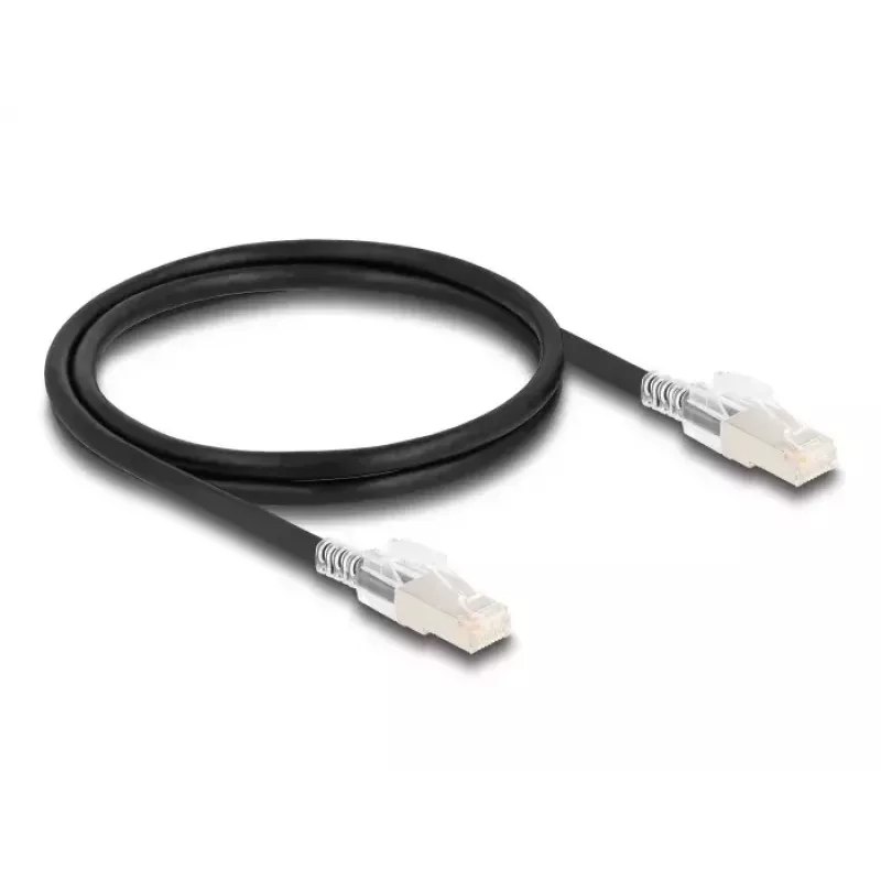 Kabel sieciowy DELOCK 80255 Cat6a S/FTP (S-STP) RJ-45–RJ-45 Czarny 1 m
