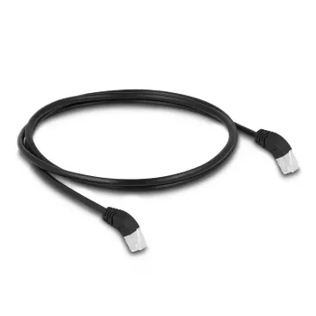 DeLOCK kabel sieciowy RJ45 kat.6A S/FTP 45° skierowany do góry 1 m czarny