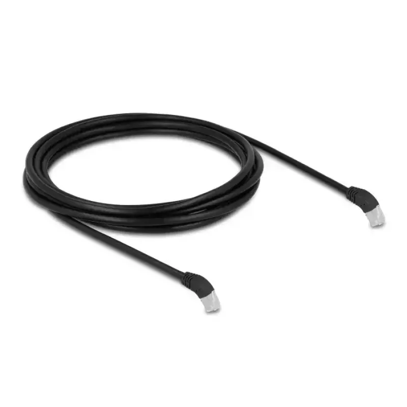 DeLOCK RJ45 Kabel sieciowy Kat.6A S/FTP 45° w dół kątowy 3 m czarny