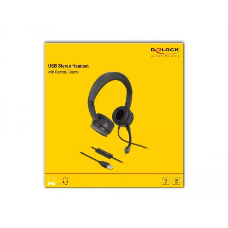 Zestaw słuchawkowy DeLOCK USB Stereo Headset with kabel Remote Control