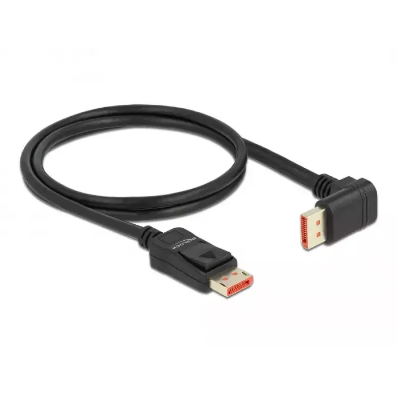 Kabel DisplayPort DeLOCK 8K 60 Hz 1 m wtyk prosty do wtyku 90° w dół kątowego
