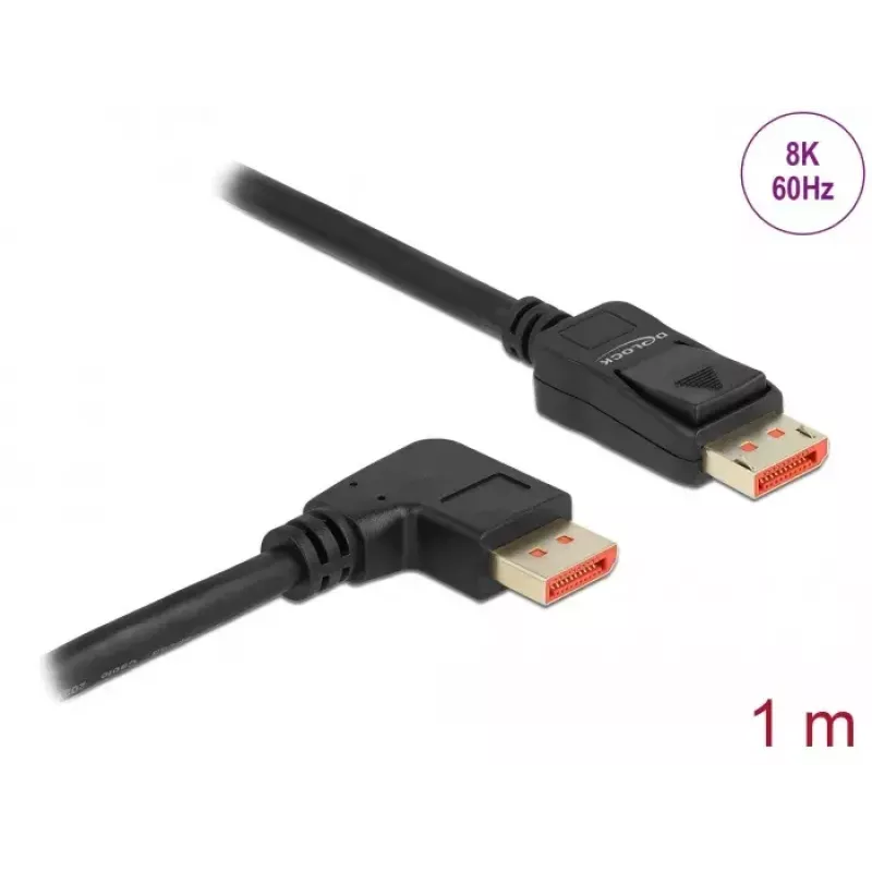 Kabel DisplayPort DeLOCK 8K 60 Hz 1 m męski na męski 90° kątowy