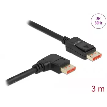 Kabel DisplayPort DeLOCK 8K 60 Hz 3 m męski prosty do męskiego 90° kątowego
