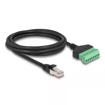 Kabel DeLOCK RJ45 Kat.6 wtyk do adaptera z listwą zaciskową 2 m czarny zielony