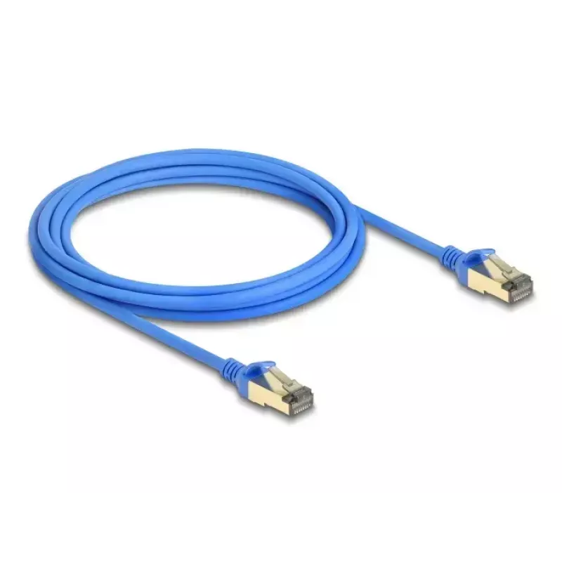 Kabel sieciowy DeLOCK RJ45 kat.8.1 F/FTP cienki 3 m niebieski