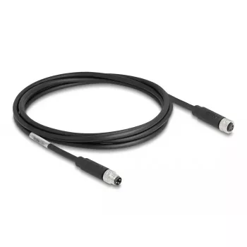 DeLOCK M8 3-pin kabel A-coded male to female PUR TPU 2 m