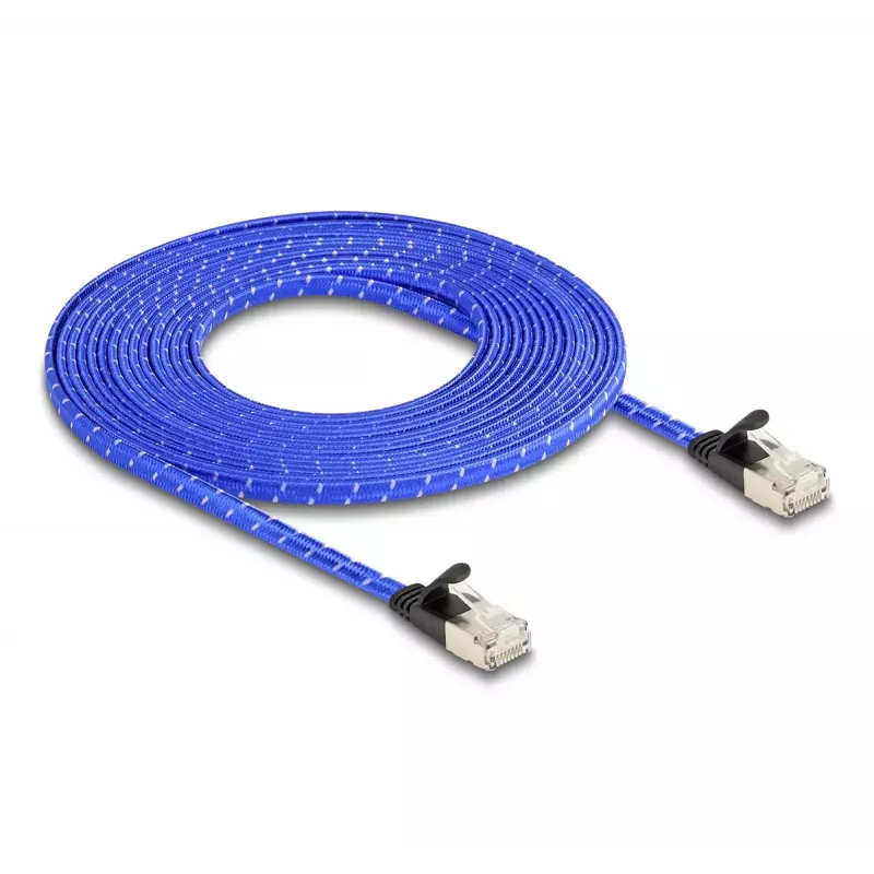 Kabel sieciowy DeLOCK RJ45 Płaski Kat.6A 5m Niebieski