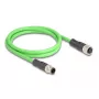 Kabel sieciowy DeLOCK M12, D-kodowany, 4-pinowy, wtyk męski na żeński, PUR (TPU), 2 m