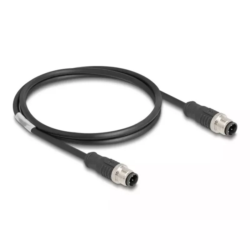 Kabel sieciowy DeLOCK M12 D-coded 4-pin męski do męski Cat5e 1 m Czarny