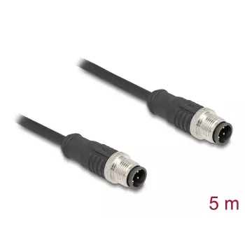 Kabel sieciowy DeLOCK M12 kabel D-coded 4-pin męski na męski Cat5e 5 m Czarny