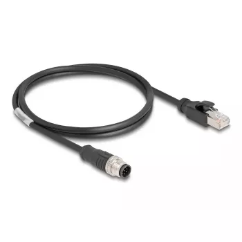 Kabel sieciowy DeLOCK M12 kabel A-coded 8 pin męski do RJ45 męski Cat5e 1 m czarny