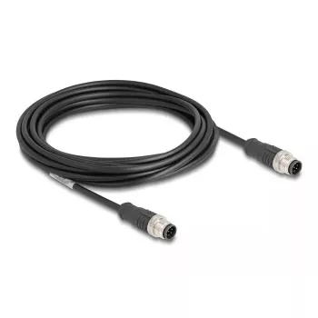 Sieciowy Kabel DeLOCK M12 A-kodowany 8-pinowy męski do męskiego Cat5e 5 m Czarny