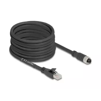 Kabel sieciowy DeLOCK 80595 M12 na RJ-45 Cat5e 10 m Czarny