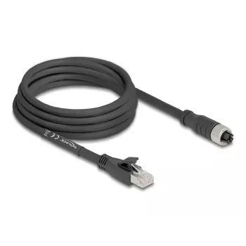Kabel sieciowy DeLOCK 80591 M12 na RJ-45 Kat.5e 3m Czarny