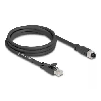 Kabel sieciowy DeLOCK 80590 M12 na RJ-45 Cat5e 2 m Czarny