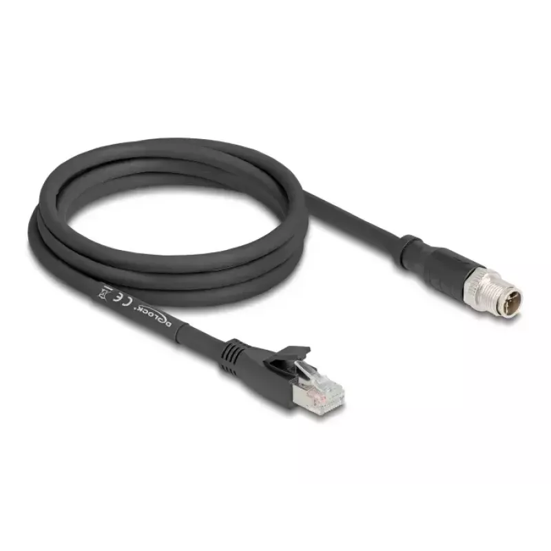 Kabel sieciowy DeLOCK 80579 M12 na RJ-45 Cat5e 2 m Czarny