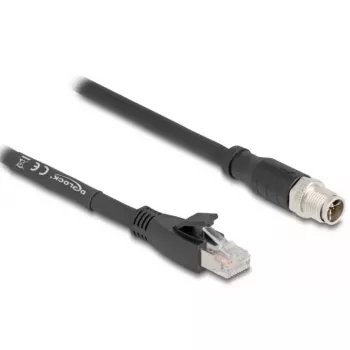 Kabel sieciowy DeLOCK 80579 M12 na RJ-45 Cat5e 2 m Czarny