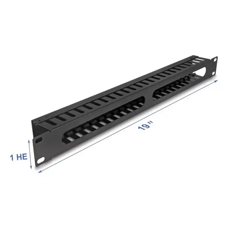 Panel do zarządzania kablami DELOCK 19 cali 1U metalowy, 2 otwory, czarny