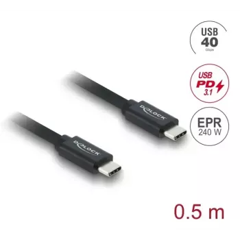 Kabel koncentryczny DELOCK USB C na USB C USB4 Gen 3x2 40 Gb/s USB PD 3.1 240 W 0,5 m