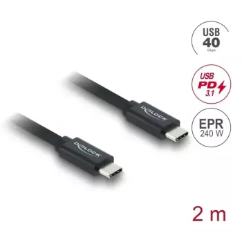 DELOCK USB4 Gen 3x2 Koncentryczny kabel USB-C na USB-C 40 Gb/s PD 3.1 240 W 2 m