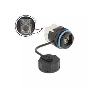 Złącze przewodowe DELOCK RJ45 Cat.6A LSA proste czarne 29×43×29 mm