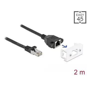 Kabel sieciowy DeLOCK 87112 2 m Cat6a S/FTP RJ-45 Czarny Biały