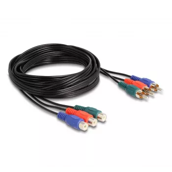 DeLOCK Kabel przedłużający RCA RGB 3 x męski na 3 x żeński 3 m