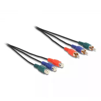 DeLOCK Kabel przedłużający RCA RGB 3 x męski na 3 x żeński 3 m