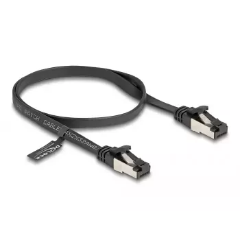 Kabel sieciowy DeLOCK RJ45 płaski patch cord wtyk do wtyku Cat.8.1 elastyczny 0,5 m czarny