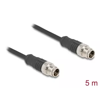 Kabel sieciowy DeLOCK M12 X-kodowany 8 pin wtyk-wtyk Cat5e 5 m Czarny