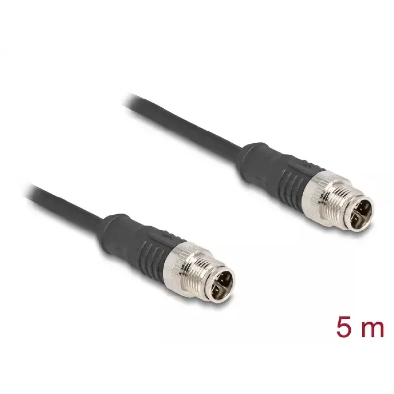 Kabel sieciowy DeLOCK M12 X-kodowany 8 pin wtyk-wtyk Cat5e 5 m Czarny