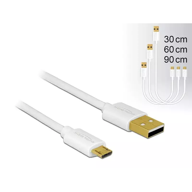 Kabel USB DeLOCK 83679 USB 2.0 USB A Micro-USB B Biały