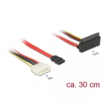 Kabel SATA DeLOCK 85514 0,3 m 1x Molex 4 pin 1x SATA 22 pin 1x SATA 7 pin