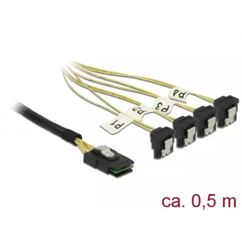 Wewnętrzny kabel zasilający DeLOCK 85686 0,5 m Mini SAS SFF-8087 na 4 SATA
