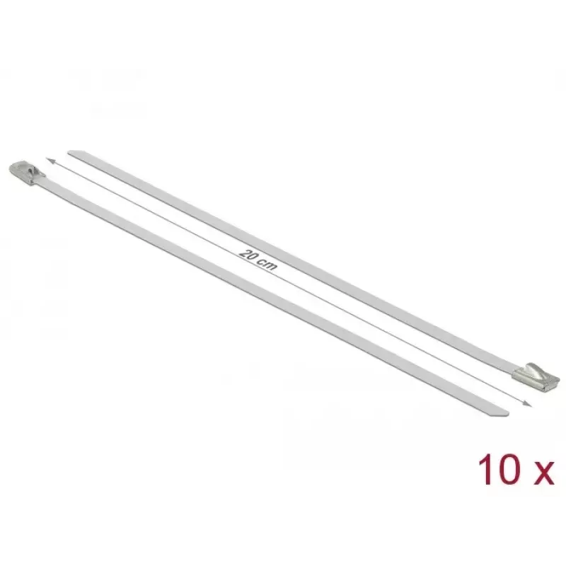 Opaska kablowa DeLOCK 18817 Stal Biały 200 mm 10 szt.