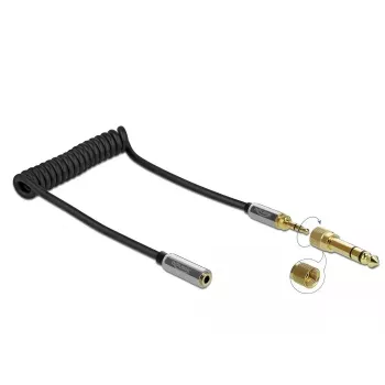 Przedłużacz audio DELOCK 85831 — 1 m, 3,5 mm wtyk męski na żeński, pozłacane styki, AWG 28, czarny