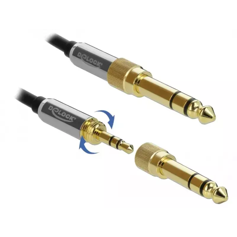 Kabel audio DELOCK 85837 — 2 m, 3,5 mm męski-męski, pozłacane styki, AWG 28, czarny