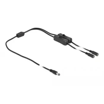 Kabel DC DeLOCK 86794 5,5 x 2,1 mm męski na 2 x żeński z przełącznikiem 1 m