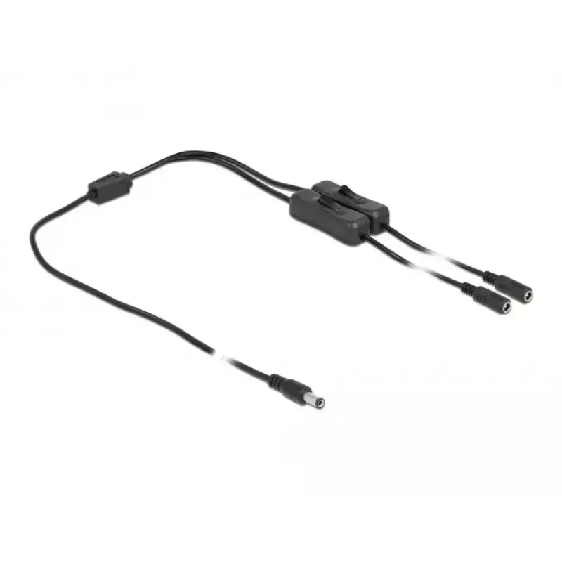 Kabel DC DeLOCK 86794 5,5 x 2,1 mm męski na 2 x żeński z przełącznikiem 1 m