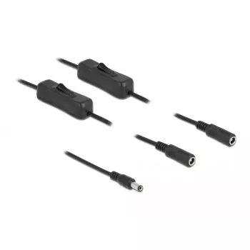 Kabel DC DeLOCK 86794 5,5 x 2,1 mm męski na 2 x żeński z przełącznikiem 1 m