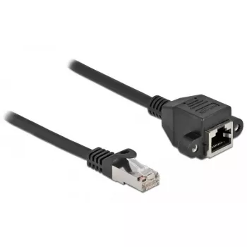 Przedłużacz sieciowy S/FTP wtyk RJ45 na gniazdo RJ45 Kat.6A 2 m czarny DeLOCK 87002