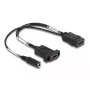 Kabel DeLOCK HDMI 4K 60 Hz z zasilaniem DC 2,1 x 5,5 mm 0,30 m do montażu panelowego
