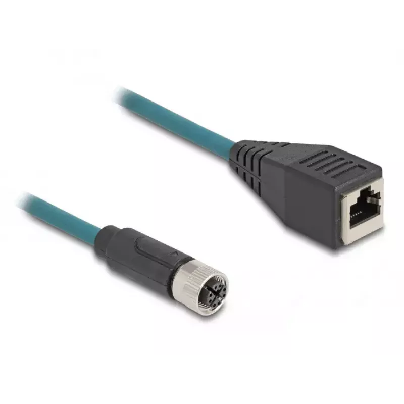 DeLOCK Adapter M12 X-coded 8-pin żeński na RJ45 żeński, 50 cm